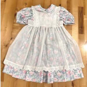 The Children's Hour Vintage Floral Pinafore Dress Kids T2 Pastel Pink NWOT RARE